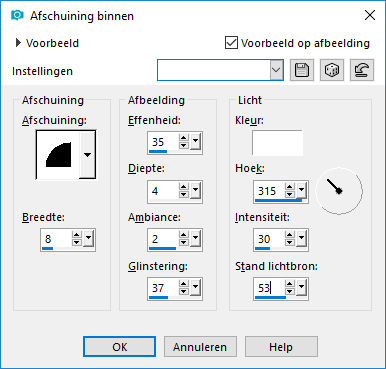 les 19   afchuining binnen eerste rand van 10 pixels