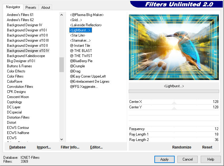 les 32   Background des.   Lightburst