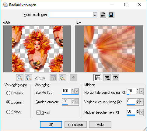 les 5   radiaal vervagen